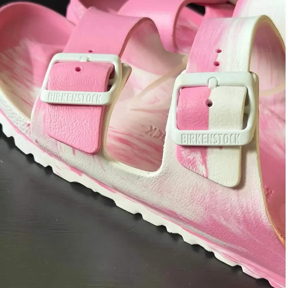Birkenstock Arizona EVA Sandals Multi Candy Pink White Swirl Women’s 7 NWOT